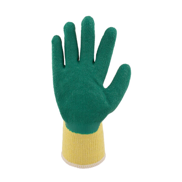 Green Lined Latex Knit Wrist Gloves - Image 2