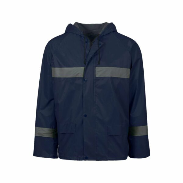 Rubberised Hi Viz Reflective Navy Rain Suit